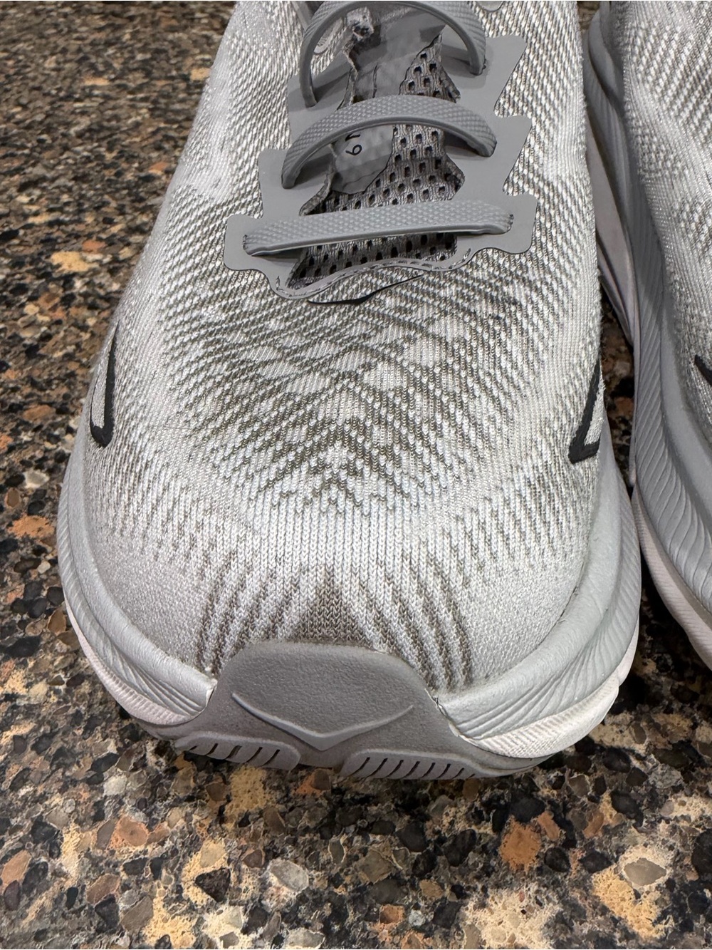 Hoka White and Light Gray Performance Running Shoes Mens 9.5 - Picture 3 of 11